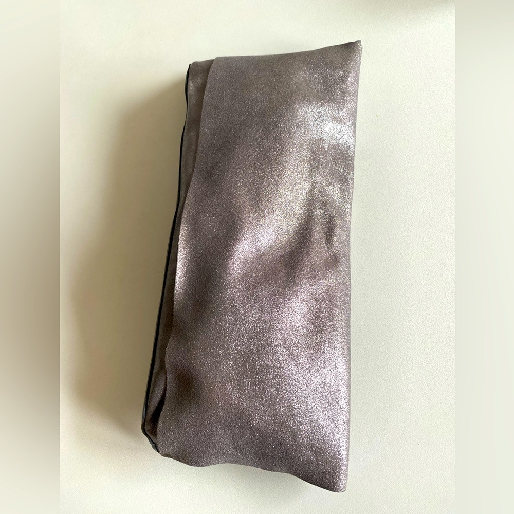 Metallic leather Eileen Fisher soft clutch